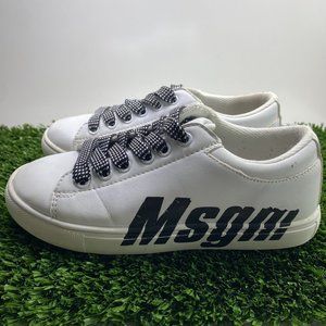 MSGM Kids Unisex White & Black Logo Trainers Kid's 32